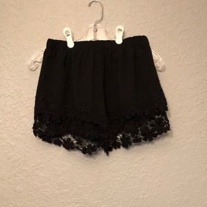 Cute Black Lace Bottom Shorts
